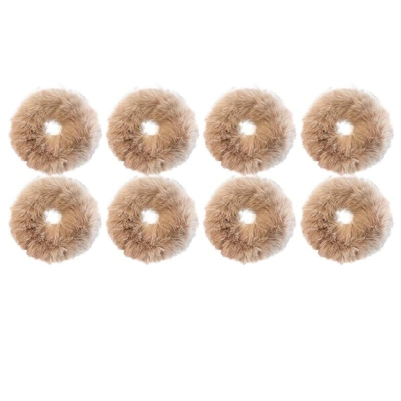 CHRISK Fluffy Warm Winter Elastic Hair Band Scrunchies Large Intestine Hair Ring Women Girls Plush Hair Rope Hairwear Hair Band (Color : Grey-8PCS)