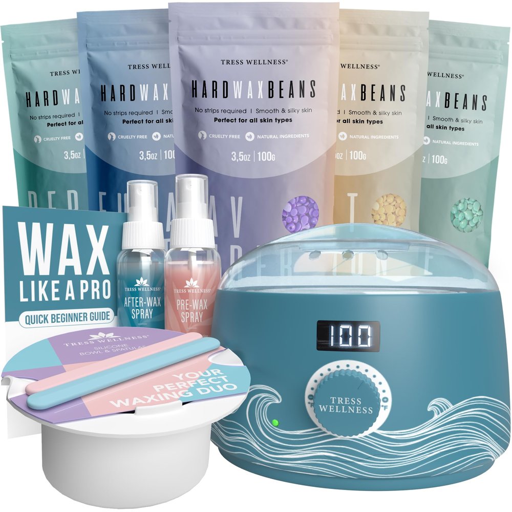 Tress Wellness Blue Wax Warmer Kit with White Wax Melting Bowl