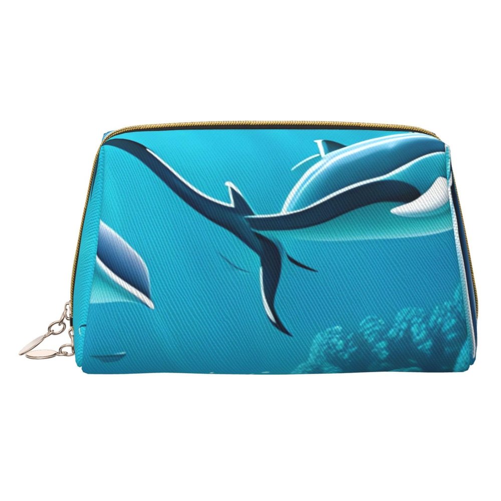 AthuAh Deep Sea Whales Portable Cosmetic Bag, Travel Cosmetic Bag, Unisex, Zipper Closure, Suitable For Daily Use