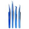 Amber Lash Tweezers and Faux Leather Case for Eylash Extension Professionals, 4 Diffrent Shaped Tweezers Set for Lash Extension view 2
