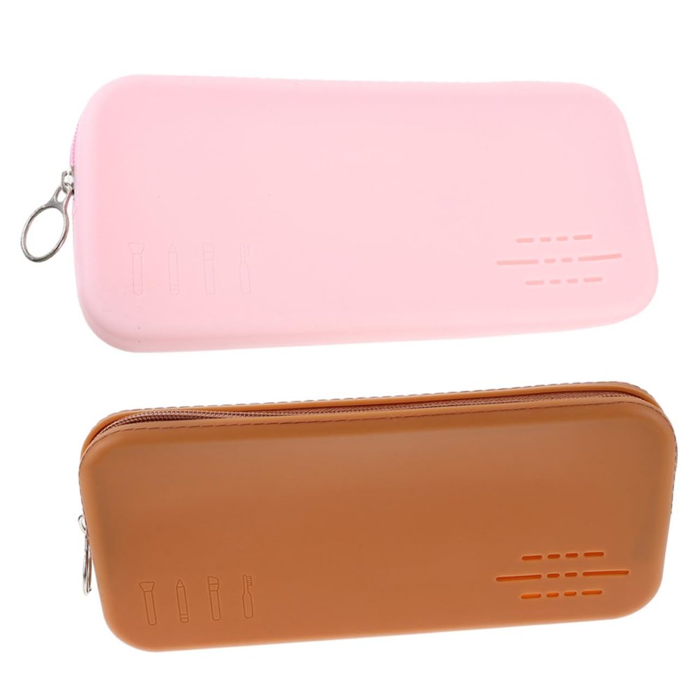 Angoily 2pcs Silicone Makeup Brush Storage Bag Portable Travel Cosmetic Organizer for Lipstick and Brushes for Women and Girls