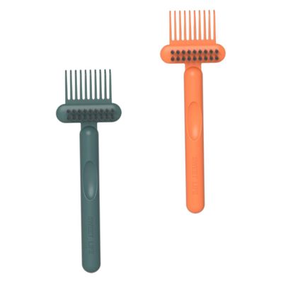 minkissy 2pcs Comb Hair Remover Tool Ergonomic Hair Brush Cleaner Cleaning Accessory Orange and Dark Green