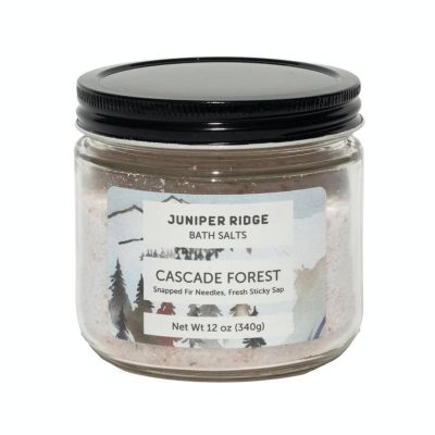 Juniper Ridge Bath Salts - Natural Aromatic Soaking Salt Blend with Steam-Distilled Essential Oils & Botanicals - 12oz Glass Jar (Cascade Forest)