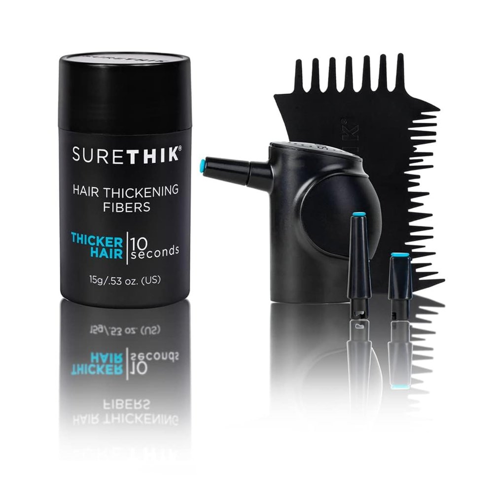 Hair Building Fibers, 15G, with BONUS Pump Applicator, Hairline Comb and 3 Nozzles, Hair and Hairline Filler Kit For Men and Woman (Medium Brown)
