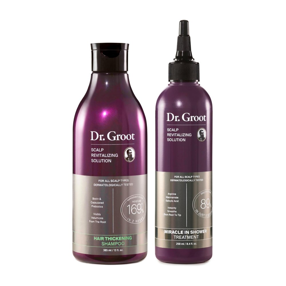Dr. Groot Thickening Shampoo & Scalp Treatment Set for Hair Loss  Clinical Results with Biotin and Rosemary for Hair Thinning, Shedding, Scalp Repair and Treatment