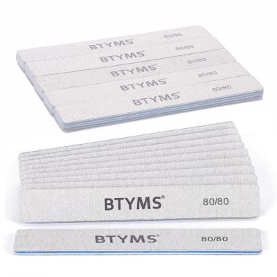 10 Count 80/80 Grit Rectangle Nail Files for Acrylic Nails, Reusable Buffering Files Double Sided Emery Boards for Nails