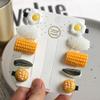 10Pcs Food Hair Clips, 5 Pairs Novelty Hair Clips Kawaii Hamburger Poached Egg Corn Melon Seeds Rice Shape Hairpin for Girls Women Hair Styling view 2