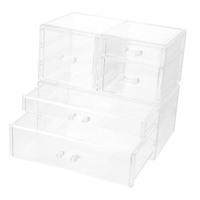 Angoily Transparent Cosmetic Storage Box Cover Drawer Organizer for Makeup Jewelry and Accessories Space-saving Desktop Organizer for Vanity and Dresser