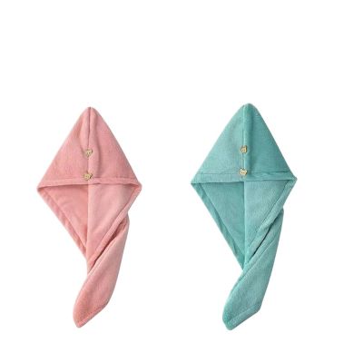 Microfiber Dry Hair Towel Super Absorbent HairTowel Wrap Female Thickened Quick Drying Towel for Drying Curly, Long & Thick Hair (Color : Pink Green, Size : Single Layer)