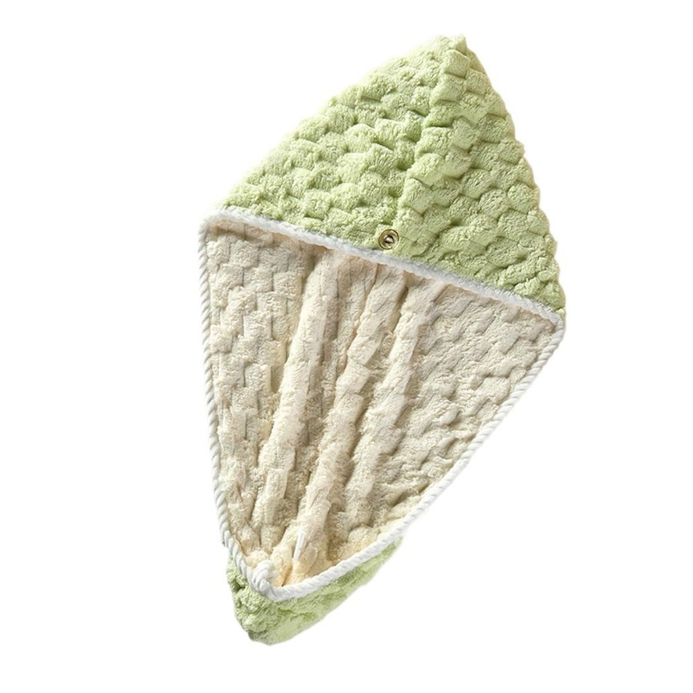 Microfiber Hair Towel Wrap for Women, Super Absorbent Quick Dry Hair Turban for Drying Curly, Long & Thick Hair (Color : Green and White, Size : 65 * 25cm)