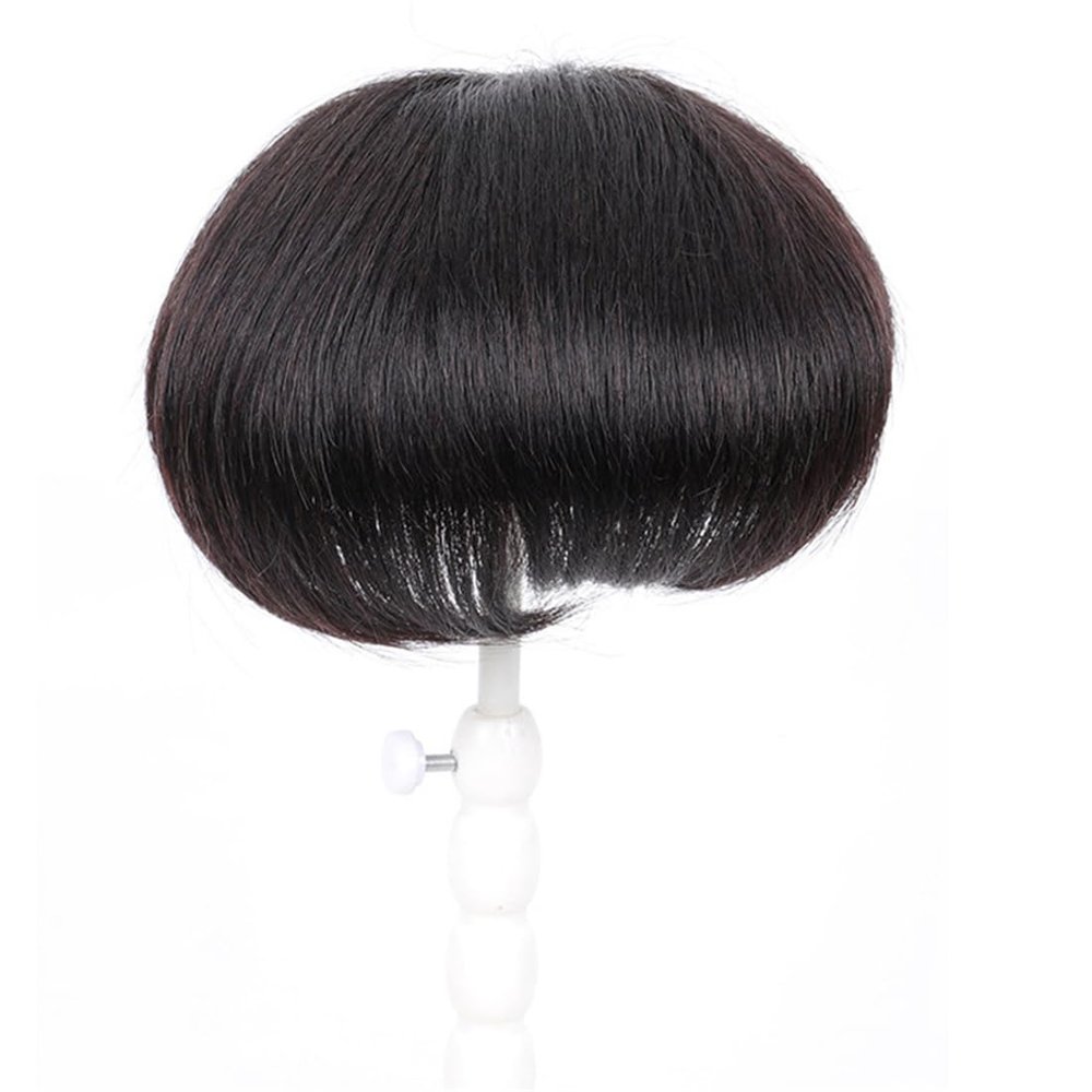 16 * 18 Man One Piece Human Hair Light for White Hair Three Clips Hair Loss for Woman Man 15cm/6inch Machine Hair Toppers with Thinning Hairpiece Made (Natural black)