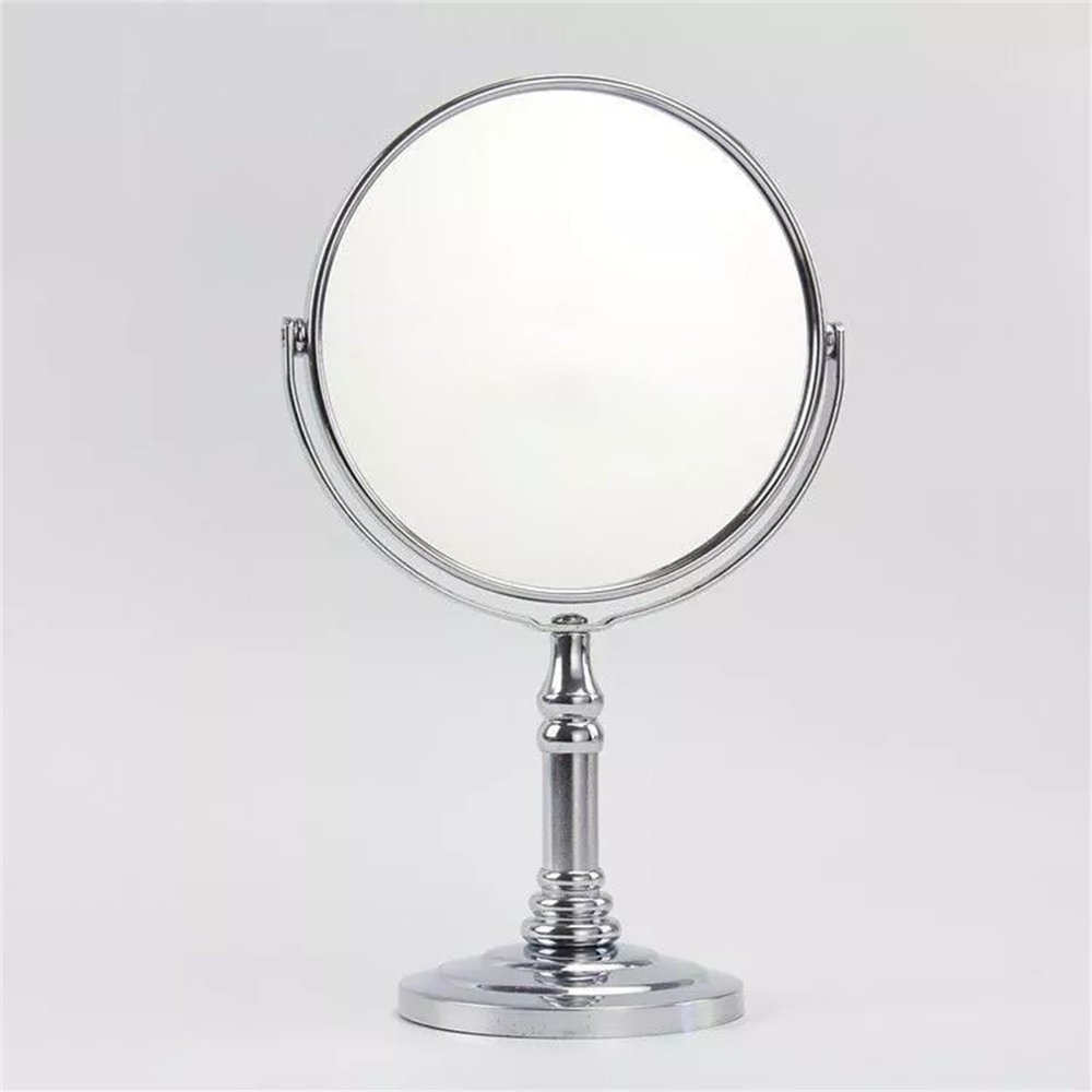 Washcadg Chrome Tabletop Rotation Makeup Mirror, 1X and 2X Magnification Cosmetic Mirror, Removable Standing Hd Shaving Mirror, Exhibit Beauty Mirror for Countertop,C,8 Inch