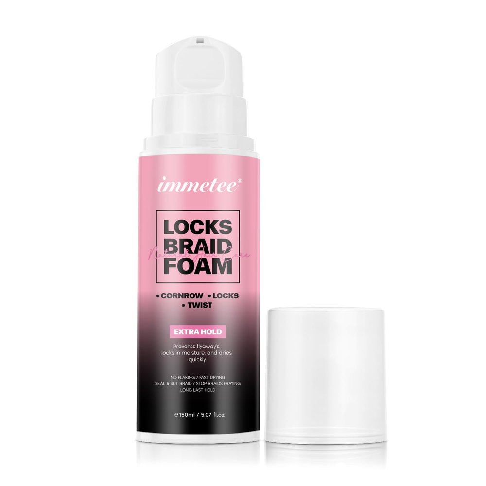 immetee Braid Foam with Extra Hold, High Shine and Moisture for Twists, Locks. 150ml