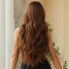 KaZio 1PCS 28inch, Long Curly Hair for Women, Full Bangs and Imitation Hair, Middle Brown Big Wavy High Temperature Resistant Full Hood view 3