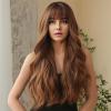 KaZio 1PCS 28inch, Long Curly Hair for Women, Full Bangs and Imitation Hair, Middle Brown Big Wavy High Temperature Resistant Full Hood view 4