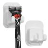 Linkidea 2 Pack Self-Adhesive Razor Holder Hook, Shower Razor Holder Storage for Bathroom, Compatible with Vikings Blade The Chieftain, Merkur Classic MK-23C (White) view 1