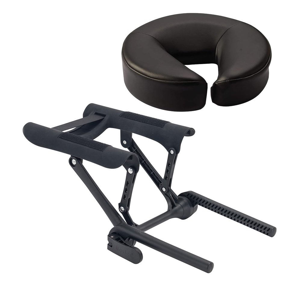 Master Massage ED-Deluxe Universal Face Cradle with Cushion for Massage Table-Salon Bed Headrest Cradle-6 Way Adjustable Face Pillow Cushion Support (Black Standard)