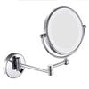 8-Inch LED Lighted Wall Mount Makeup Mirror, Two-Sided Extension Wall Mount Mirror, 360 Degree Swivel Bathroom Mirror, 12-Inch Extension, 5X Magnification, Chrome Bedroom Bathroom,Silver,8InchPlug view 1