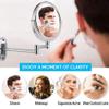 8-Inch LED Lighted Wall Mount Makeup Mirror, Two-Sided Extension Wall Mount Mirror, 360 Degree Swivel Bathroom Mirror, 12-Inch Extension, 5X Magnification, Chrome Bedroom Bathroom,Silver,8InchPlug view 4
