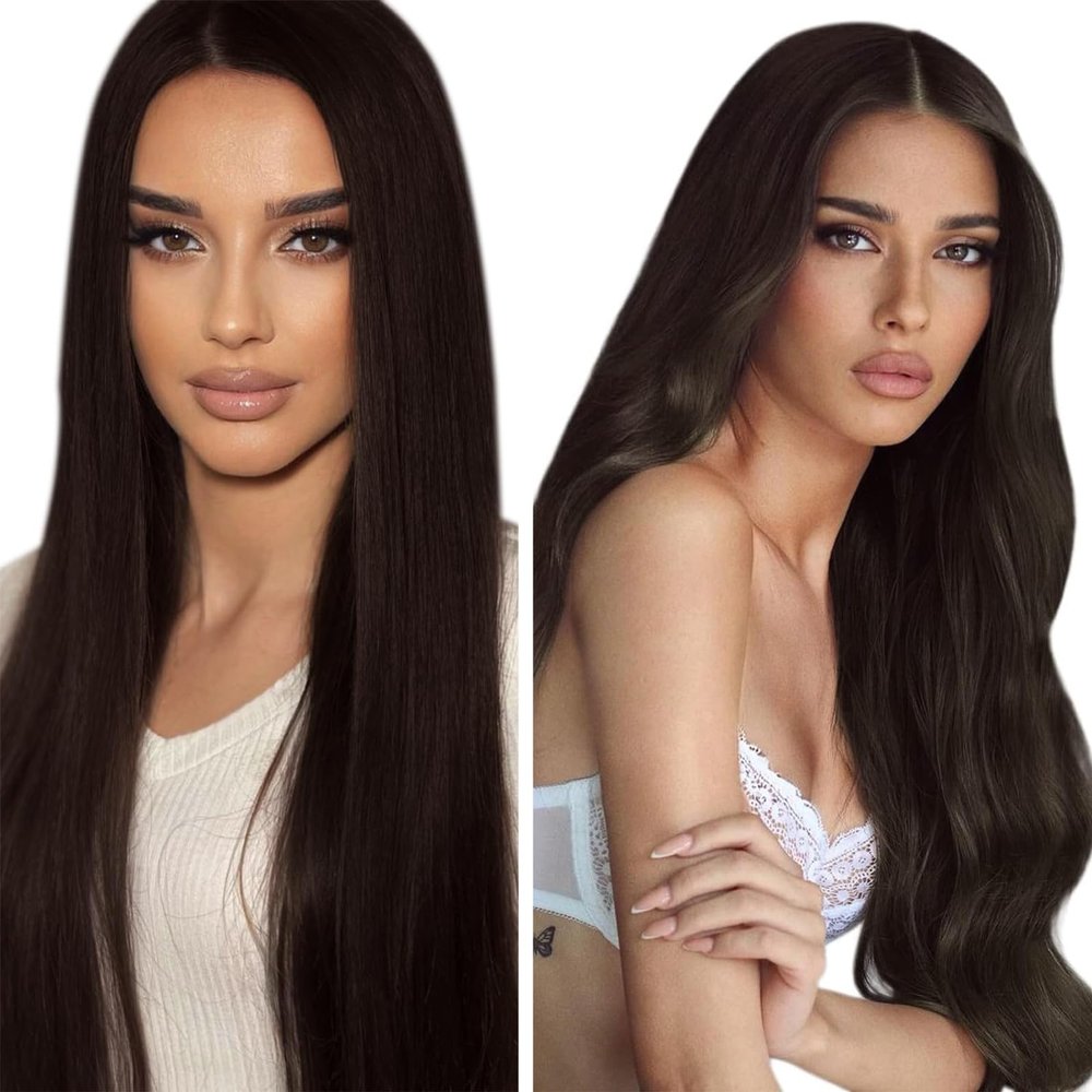 100g Sunny & Ve Sunny Brown Tape in Human Hair Extensions, Brown Hair Extensions Tape in Human Hair #2 Darkest Brown Seamless Tape in Brown Hair Extensions