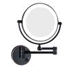 8-Inch LED Lighted Wall Mount Makeup Mirror, 360 Degree Swivel Bathroom Mirror, Two-Sided Extension Wall Mount Mirror, 12-Inch Extension, Brass, Round, Bedroom Or Bathroom view 1