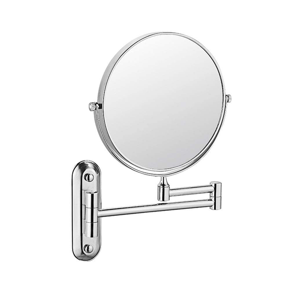 8-Inch Two-Sided Swivel Wall Mount Makeup Mirror with 7X/10X Magnification, Round Shape 360 Swivel Extendable Bathroom Cosmetic Vanity Mirror Chrome Finish (Color : Silver6inch3x)