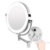 8.5-Inch LED Lighted Wall Mount Makeup Mirror, Two-Sided Extension Wall Mount Mirror, 360 Degree Swivel Bathroom Mirror, 12-Inch Extension, Brass, Round, Bedroom Or Bathroom (Size : Plug3x) view 1