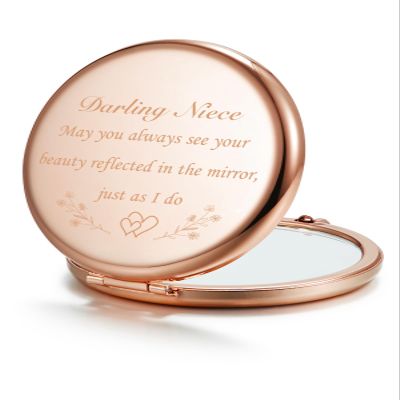 Getinbulk Gifts for Niece, Personalized Compact Mirror, Unique Small Christmas Stocking Stuffers Gift for Her (Rose Gold)