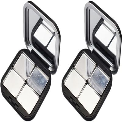 2Pcs Blush Palette Empty Eyeshadow Palette Magnetic Makeup Storage Case Box with Mirror for Women (4 Girds)