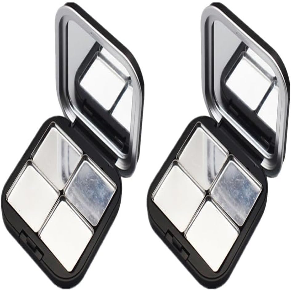 2Pcs Blush Palette Empty Eyeshadow Palette Magnetic Makeup Storage Case Box with Mirror for Women (4 Girds)