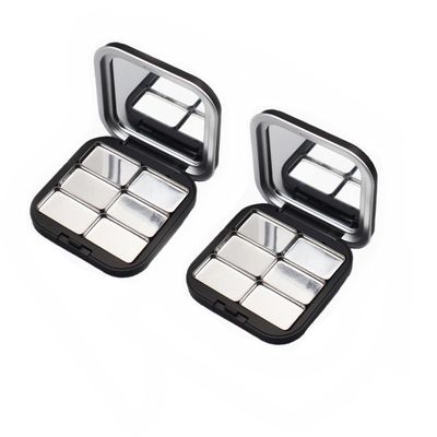 2Pcs Blush Palette Empty Eyeshadow Palette Magnetic Makeup Storage Case Box with Mirror for Women (6 Girds)