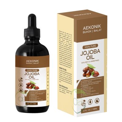 AEKONIK Organic Cold Pressed Jojoba Oil Reduce Wrinkles, Fine Lines & Dark Spots - Non-GMO, Vegan & Cruelty Free - Moisturizing Oil for Skin, Hair & Body - Suitable for Men & Women | 4fl oz (118 ml)