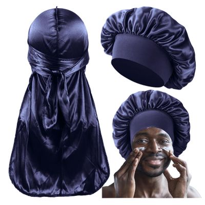 2 PCS Bonnet for Men,Silk Hair Bonnet for Sleeping Women,Matching Bonnets and Durag Set