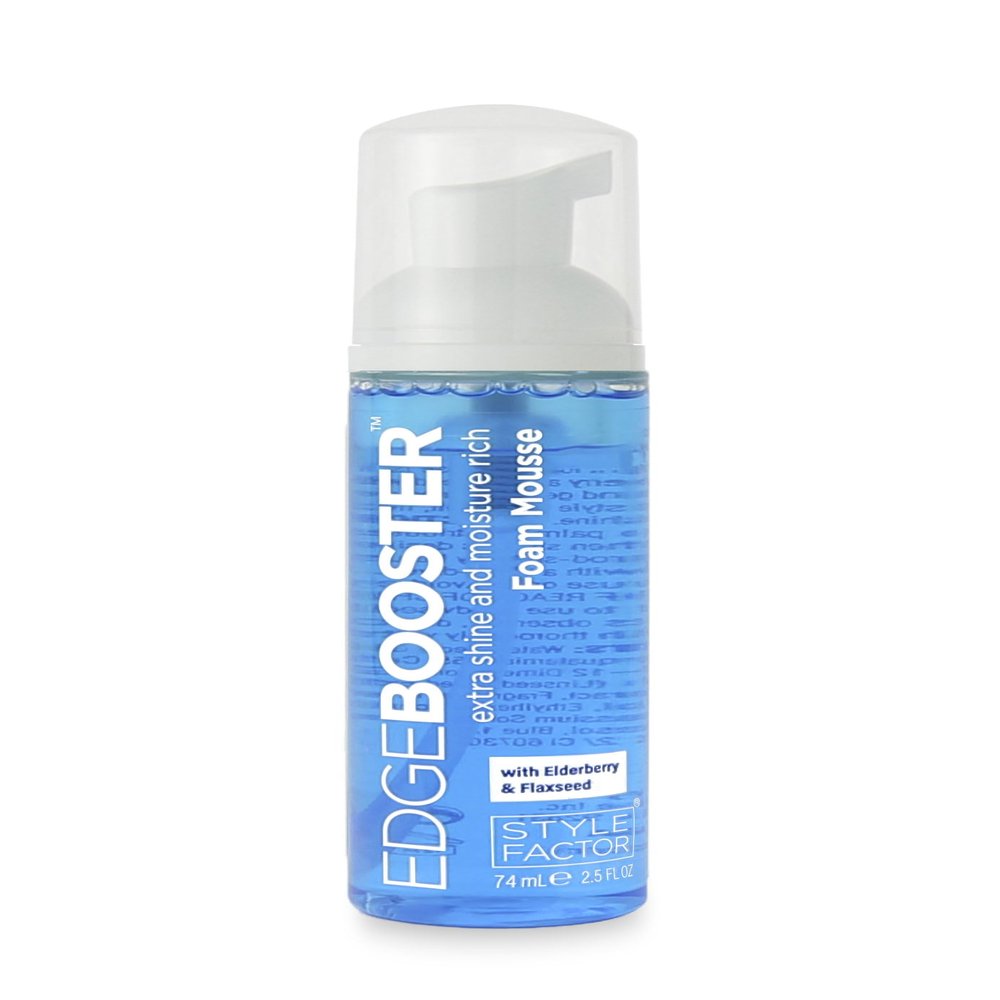 Style Factor Edge Booster Extra Shine Foam Wrap Moisture Rich Foam Mousse 2.5 Oz TRAVEL SIZE (Elderberry & Flaxseed)