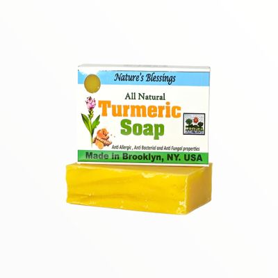 Nature's Blessings Turmeric Soap Bar - Pack of 3 - All Natural, Handmade with vegetarian and food grade ingredients. Excellent for all skin types