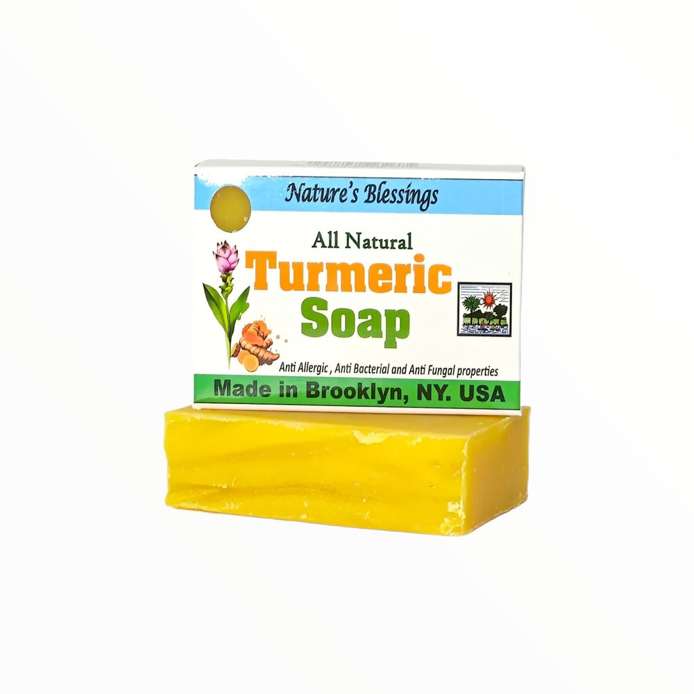 Nature's Blessings Turmeric Soap Bar - Pack of 3 - All Natural, Handmade with vegetarian and food grade ingredients. Excellent for all skin types