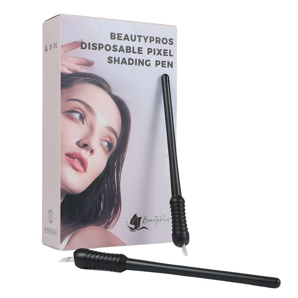BeautyPros Disposable Pixel Shading Pen - Microblading Supplies - Microblading Disposable Tools - Eyebrow Supplies Kit - Pack of 10 (Pixel Shading Pen)