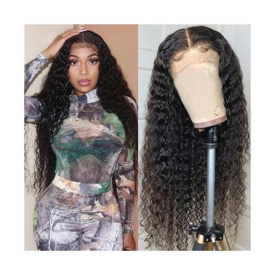 Wigs Deep Wave Human Hair Wigs with Baby Hair, Pre Plucked 13X6 13x4 HD Lace Front Wigs for Women Brazilian Remy Hair Curly 4X4 5X5 6X6 Lace Closure Wig for Daily Party (Color : 13X4 lace wig 150 den