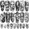 77 Sheets Chicano Temporary Tattoos Adult Large Cholo Chola Chicano Gangster Joker Tattoos, Clown Prisoner Fake Tattoos Sleeve, Rapper Tattoos Stickers for Men Women Teens view 1