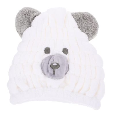 Angoily Cute Bear Kids Hair Drying Cap Microfiber Towel Wrap Quick Drying Absorbent for Wet Hair