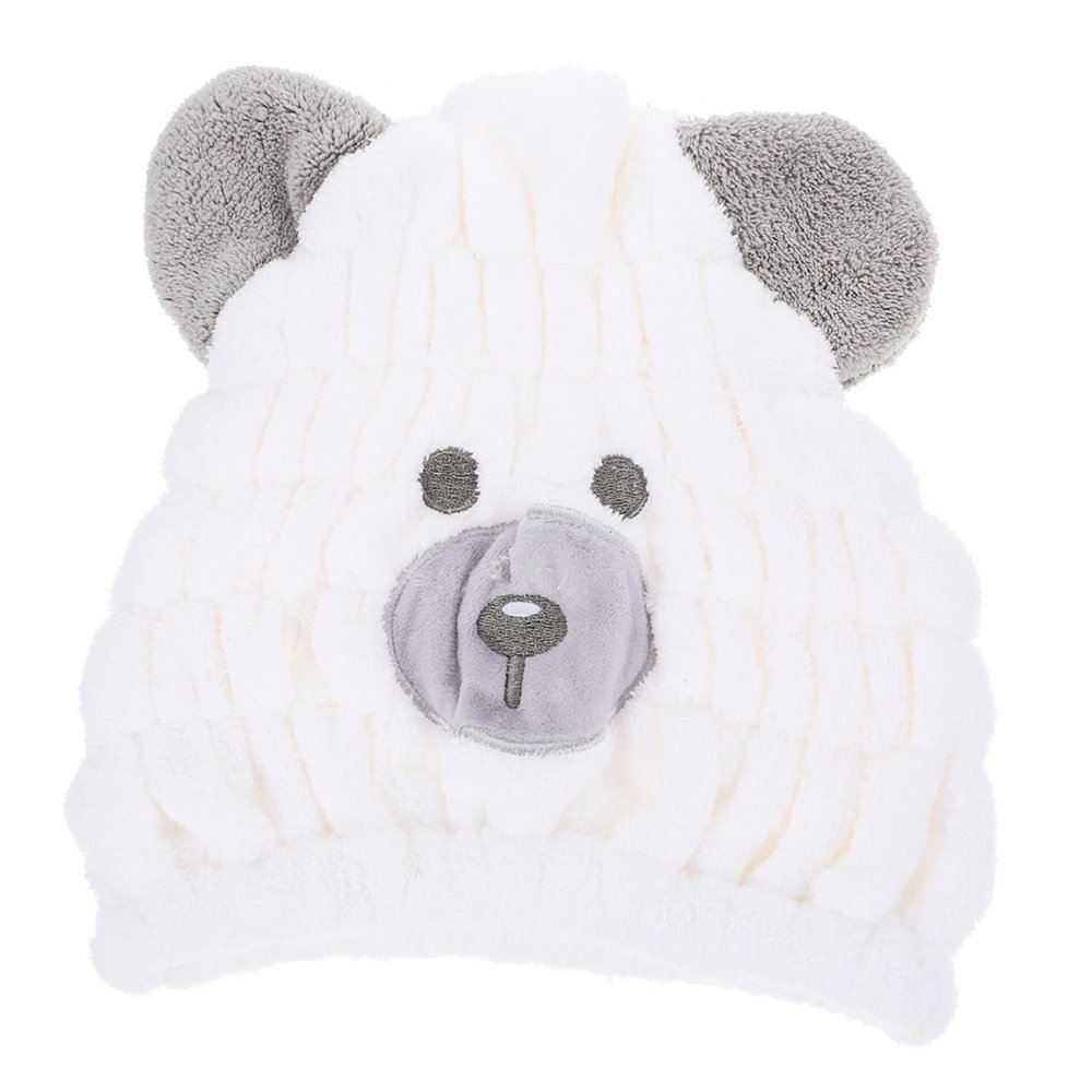 Angoily Cute Bear Kids Hair Drying Cap Microfiber Towel Wrap Quick Drying Absorbent for Wet Hair