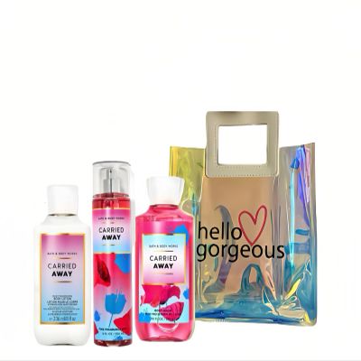 Bath & Body Works - 3 Piece Bundle - Spray - Body Lotion - Shower Gel - Full Size and Gift Bag HELLO GORGEOUS (Carried Away)