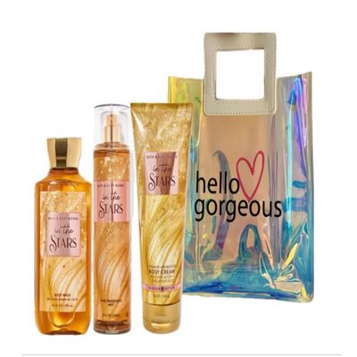 Bath & Body Works - 3 Piece Bundle - Spray - Body Cream - Shower Gel - Full Size and Gift Bag HELLO GORGEOUS (In The Stars)