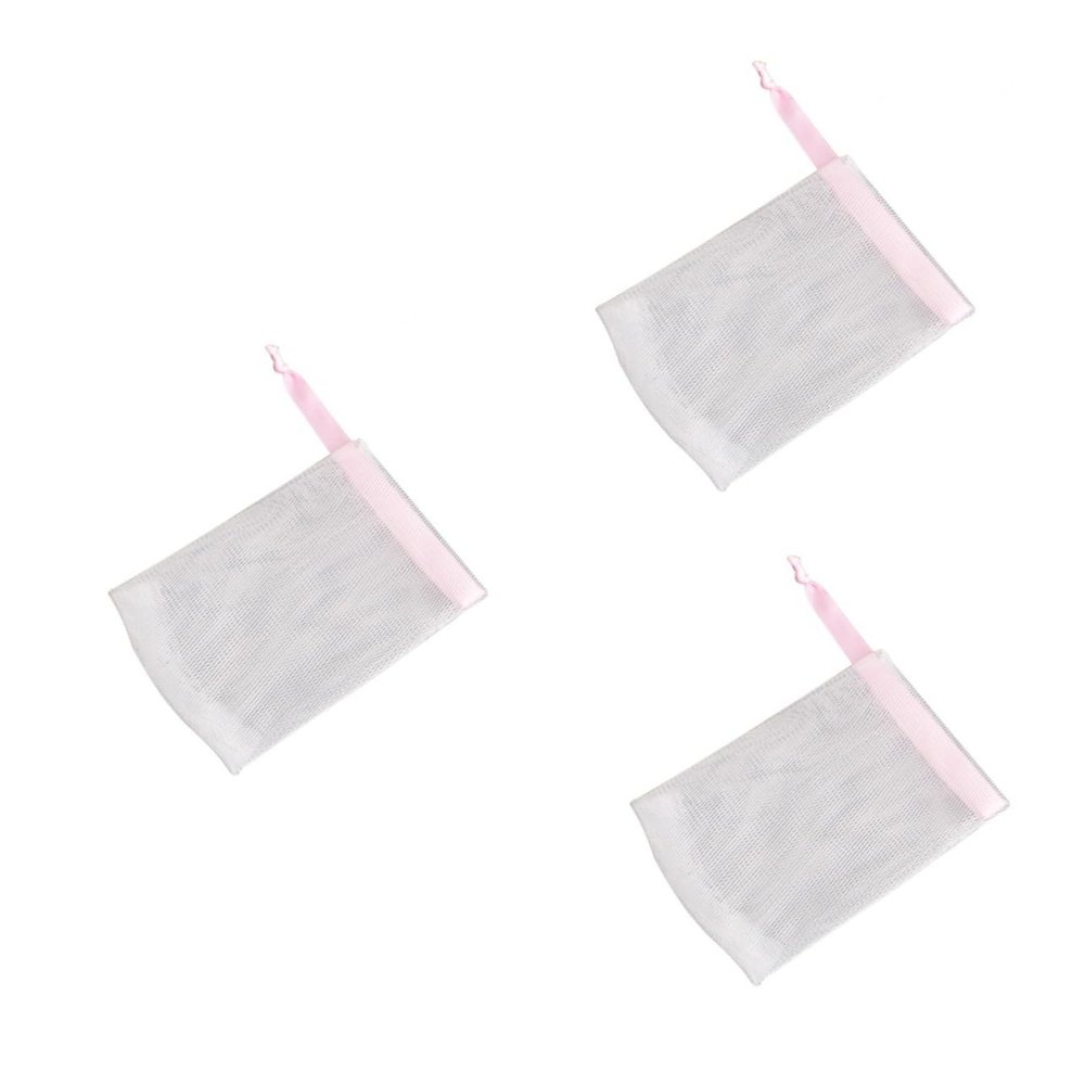 Beavorty 15pcs Essential Foaming Net Soap Saver Pouch Handmade Soap Body Cleaner Easy to Close Open