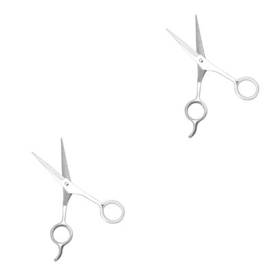 FOMIYES 2pcs Stainless Steel Straight Cut Haircut Scissors Professional Barber Clippers Hair Styling Tools