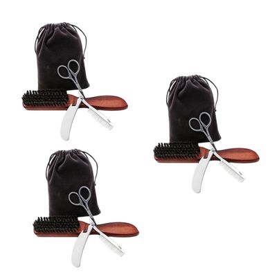 Beavorty 3sets Beard Care Set Brushes and Professional Beard Grooming Accessories Lightweight and Portable Comb Tool for Easy Use and Maintenance