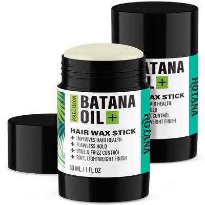Batana Wax Sticks for Hair Edge & Frizz Control - Hair Wax Sticks for Flyaways with Batana Oil for Hair Growth & Jamaican Black Castor Oil - Raw and Organic for Strength & Shine - 1oz - 2 Pack