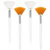 Abeillo 4 Pcs Fan Brushes Esthetician, Fan Brushes for Facials, Soft Facial Applicator Brushes, Makeup Fan Brush Tool for Mud Cream, Loose Powder, Highlighting and Blush, white, orange view 1