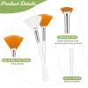 Abeillo 4 Pcs Fan Brushes Esthetician, Fan Brushes for Facials, Soft Facial Applicator Brushes, Makeup Fan Brush Tool for Mud Cream, Loose Powder, Highlighting and Blush, white, orange view 3