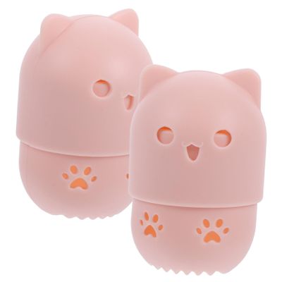 Beavorty 2pcs Silicone Makeup Sponge Holder Hollow Design for Easy Drying Cat Shape Cosmetic Puff Storage Case for Bedroom Decor and Practical Use